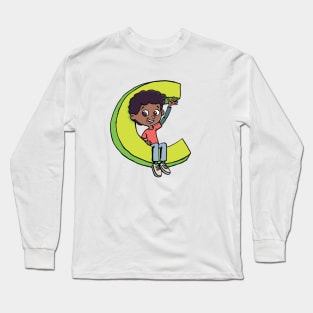 boy is sitting in the capital letter C Long Sleeve T-Shirt